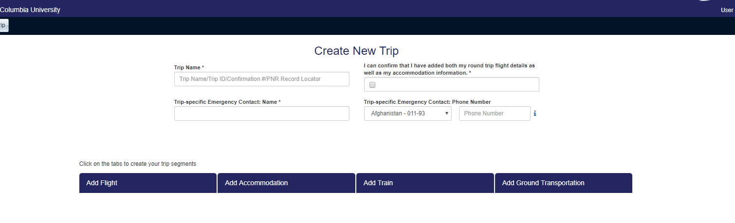 Create New Trip